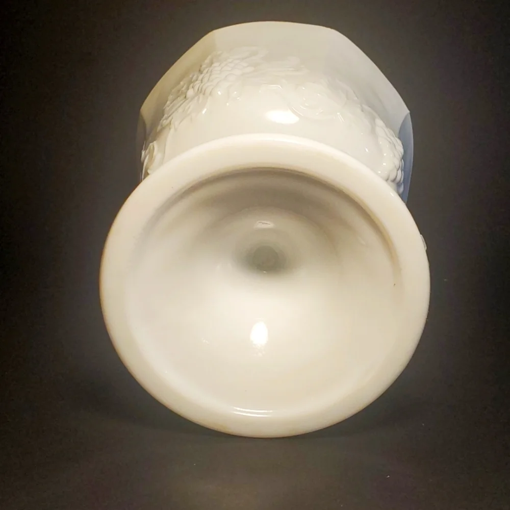 Indiana Glass Vintage White Milk Glass Pedestal Bowl Vase Compote Harvest Grape